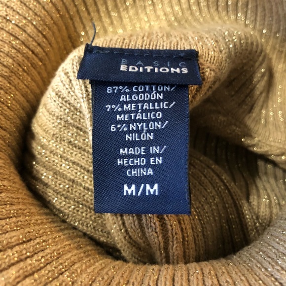 Basic Editions Gold Glitter Turtleneck Medium - Picture 3 of 5